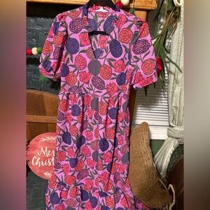 Vibrant Floral Dress in Purple and Pink